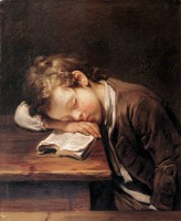 Жан Баптист Грез - Школьник спящий с книгой