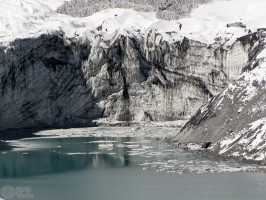 ледник обрывается в озеро